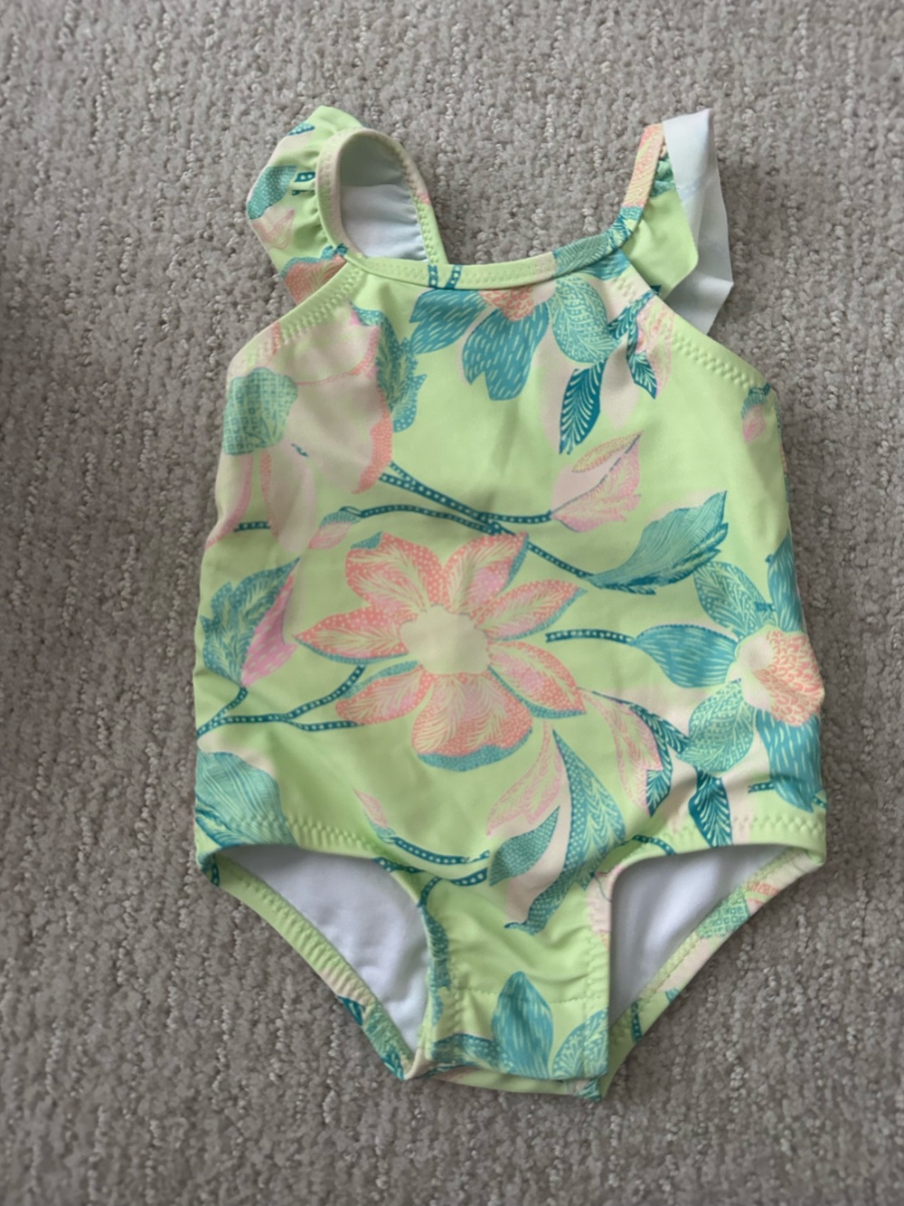 OshKosh B'gosh Lime Green Floral One-Piece Swimsuit
